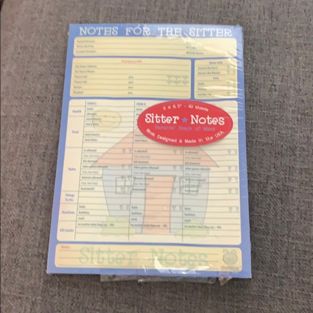 Notepad for babysitters